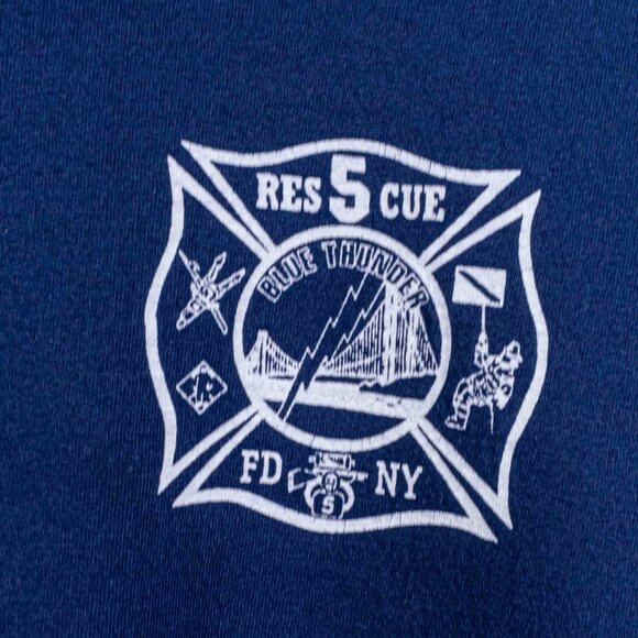 FDNY Rescue Sweatshirt Blue Thunder XXL Y2K Streetwear Distressed - Picture 4 of 10